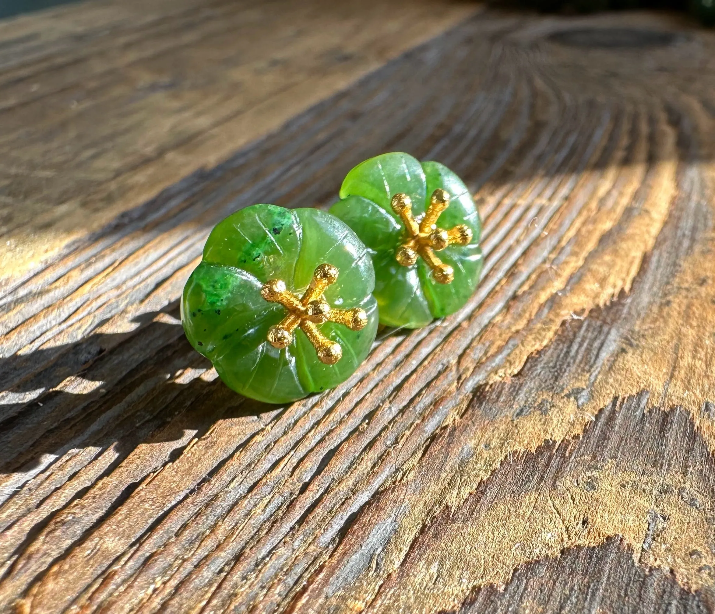 Jade Flower Earrings - #504