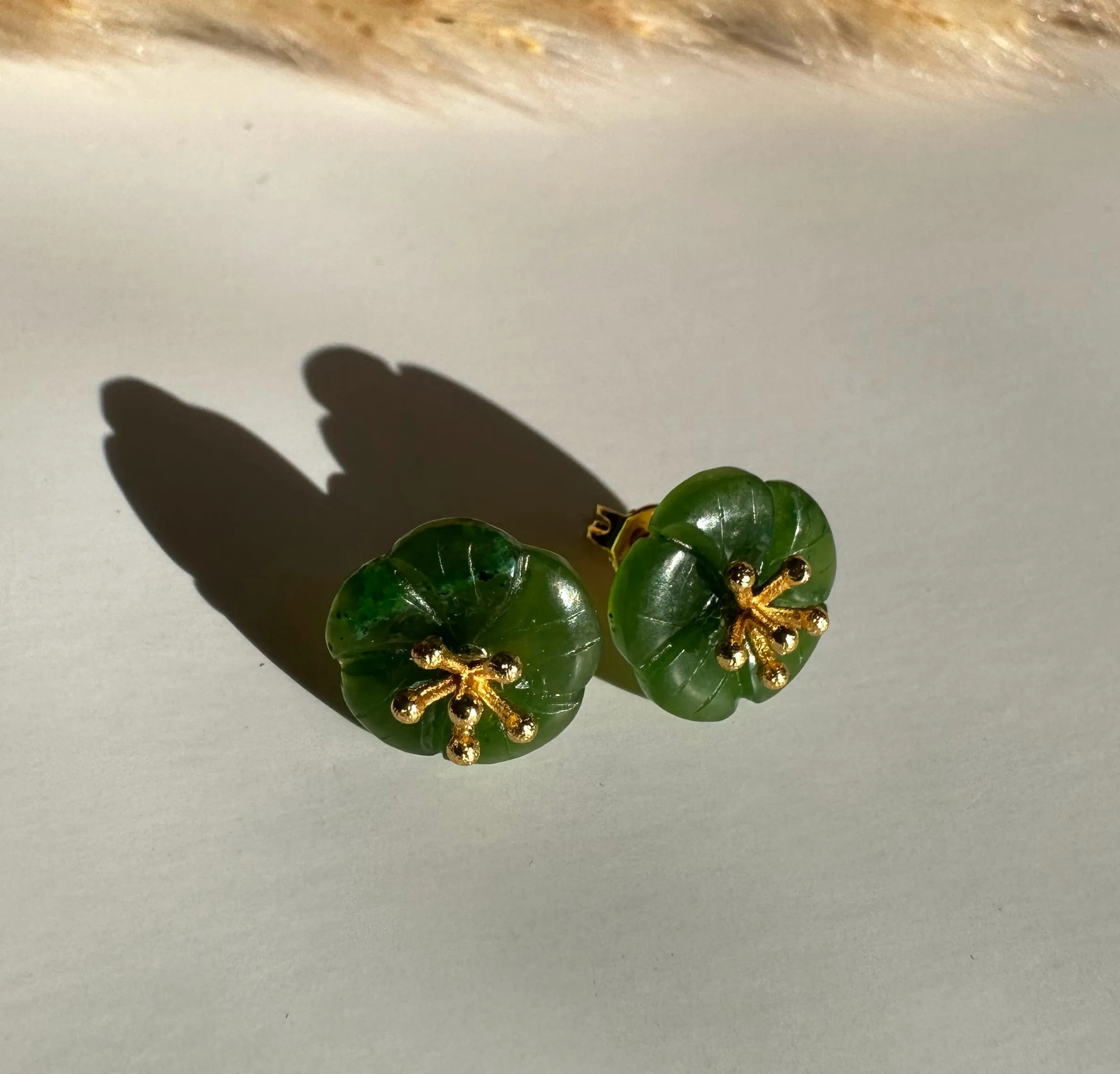 Jade Flower Earrings - #504