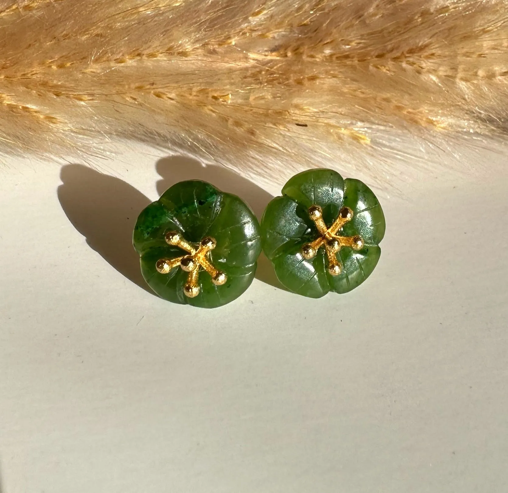 Jade Flower Earrings - #504