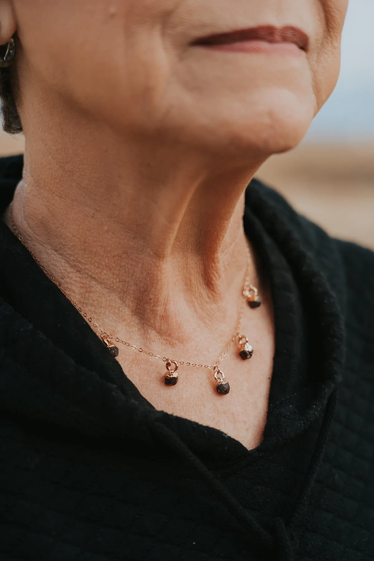January Raindrops Necklace · Dark Garnet