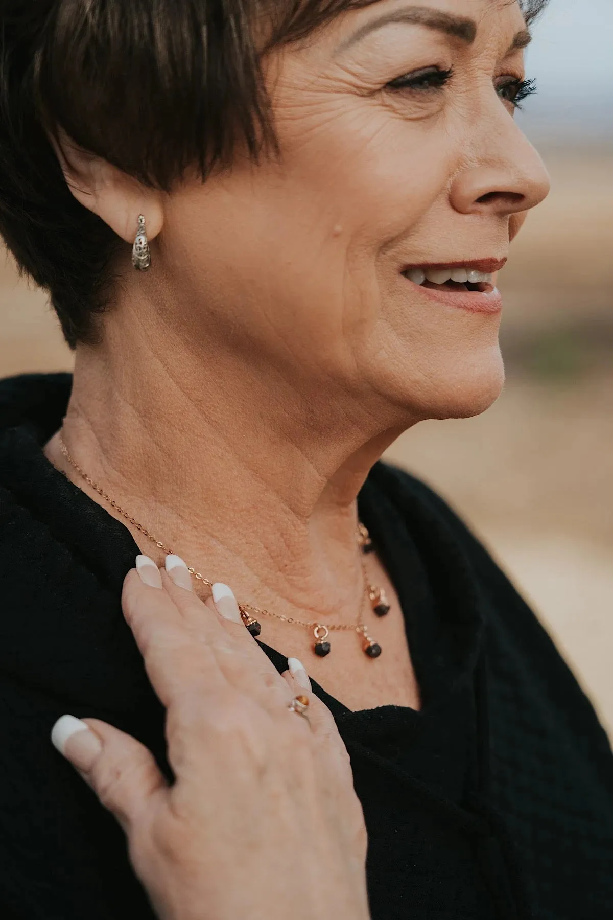 January Raindrops Necklace · Dark Garnet