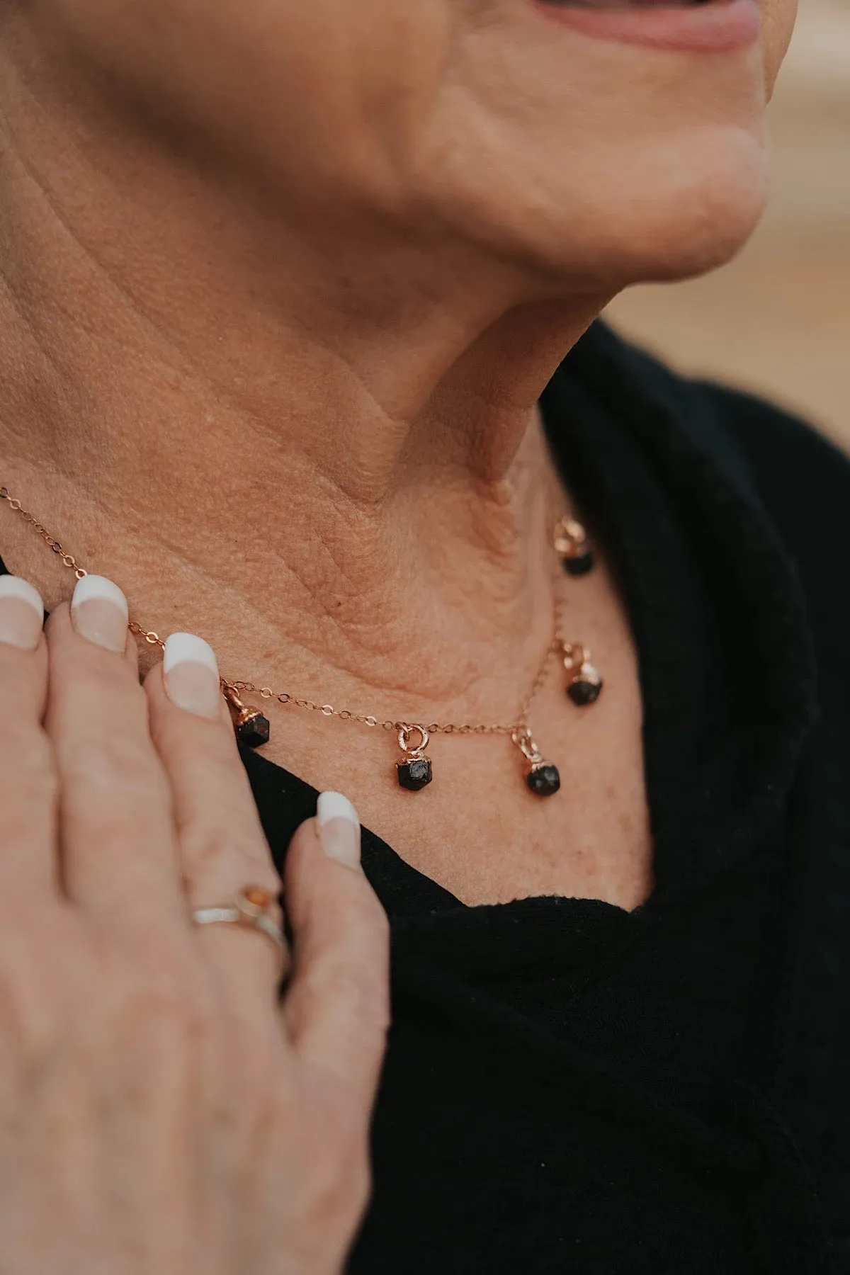 January Raindrops Necklace · Dark Garnet
