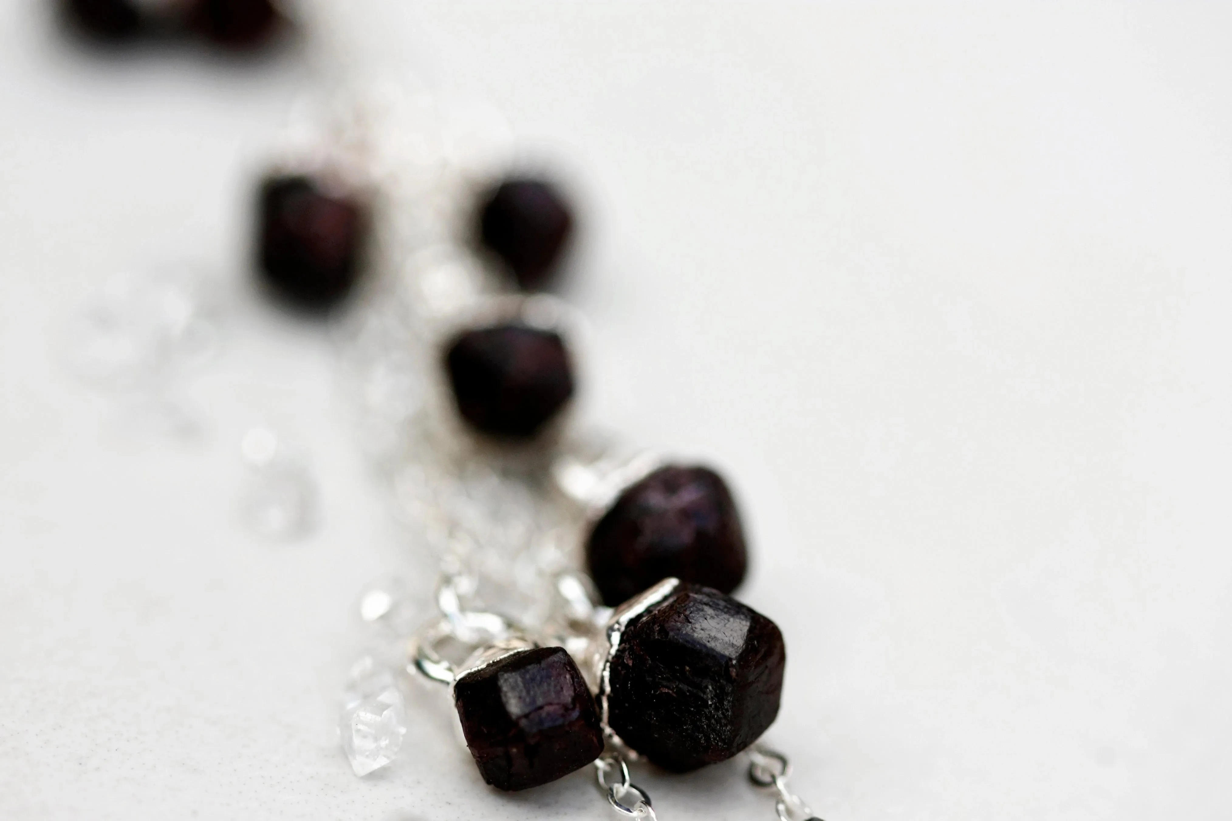 January Raindrops Necklace · Dark Garnet