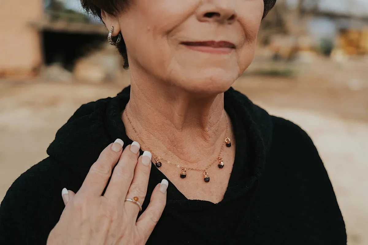 January Raindrops Necklace · Dark Garnet