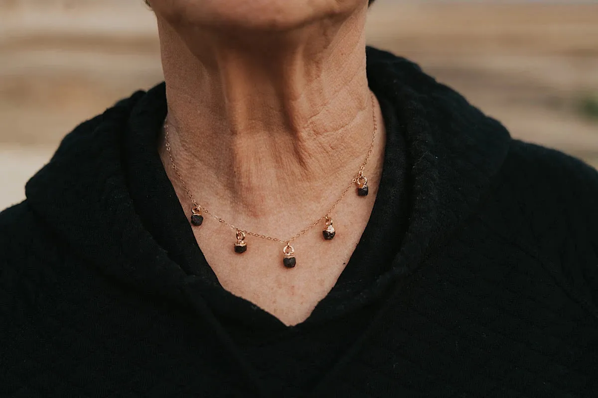 January Raindrops Necklace · Dark Garnet