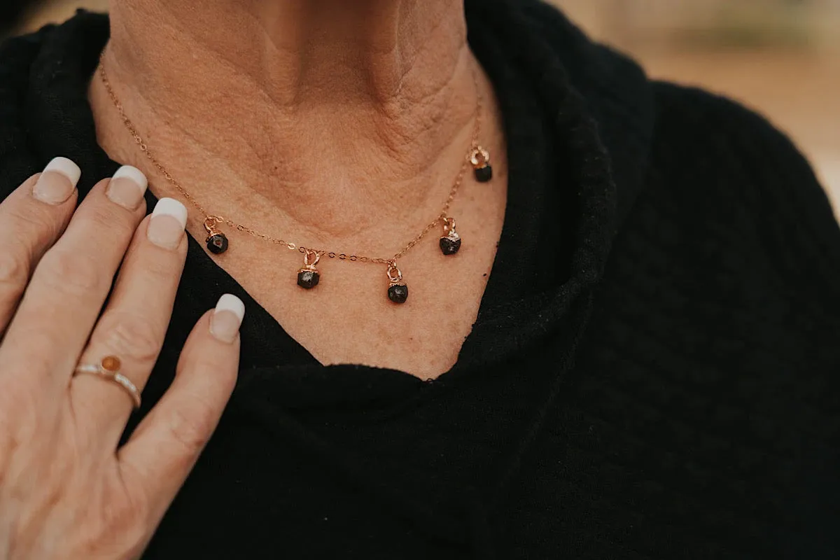 January Raindrops Necklace · Dark Garnet