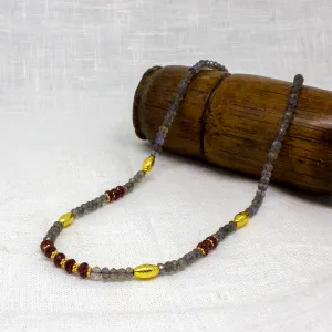 Labradorite and Garnet Forrest Beaded Necklace