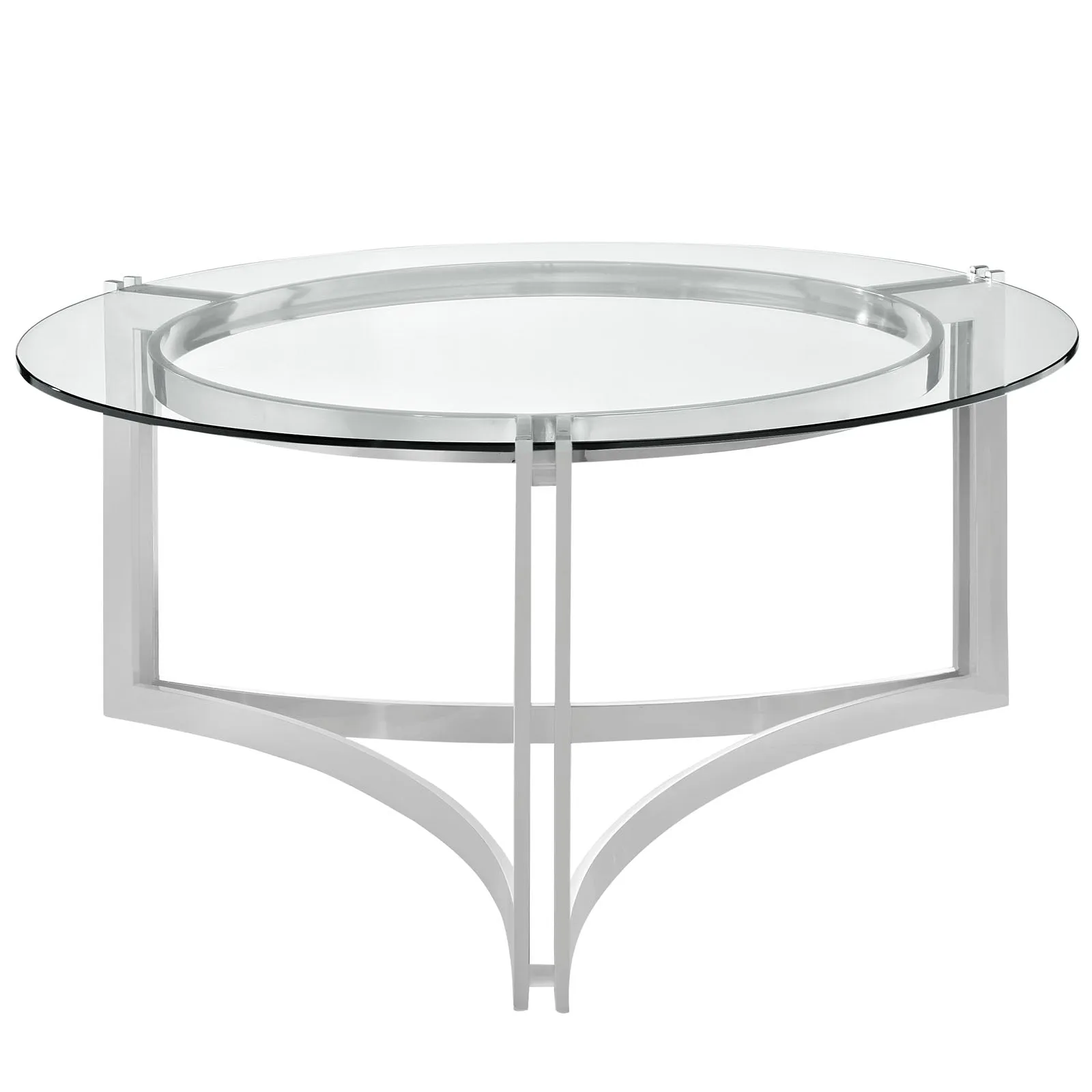 Modern Tempered Glass Signet Stainless Steel Coffee table - Cocktail Table