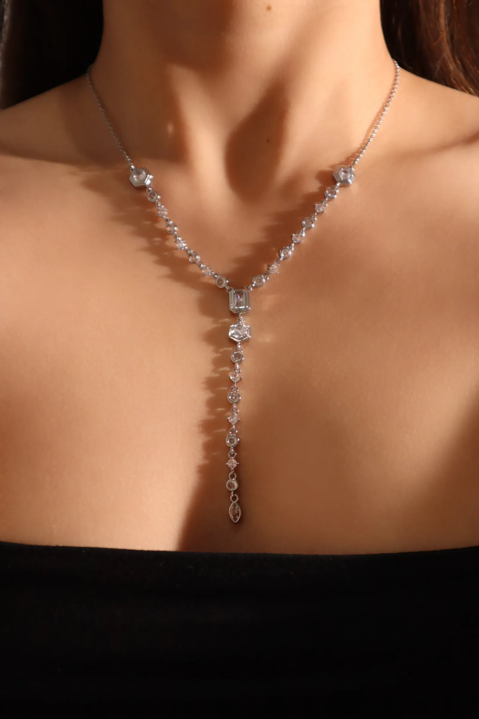 Platinum Plated Diamond Chain Necklace