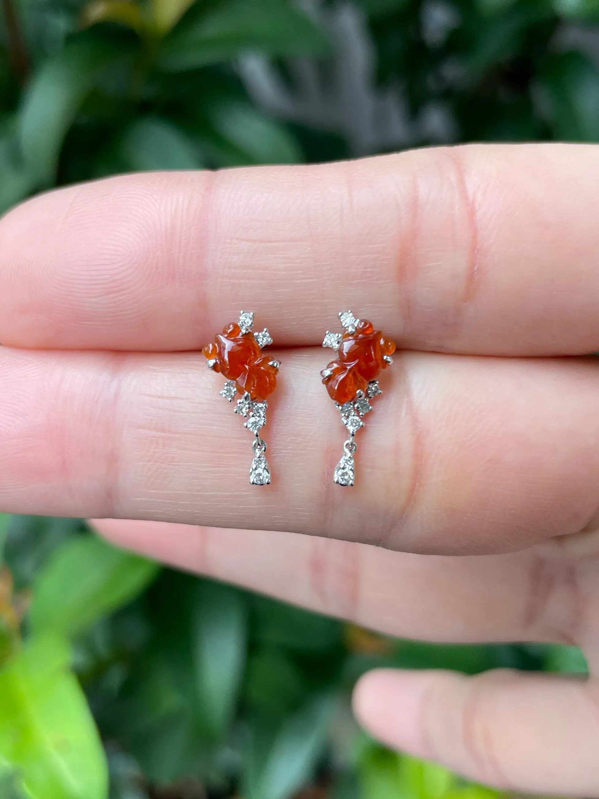 Red Jade Earrings - Goldfish (NJE127)