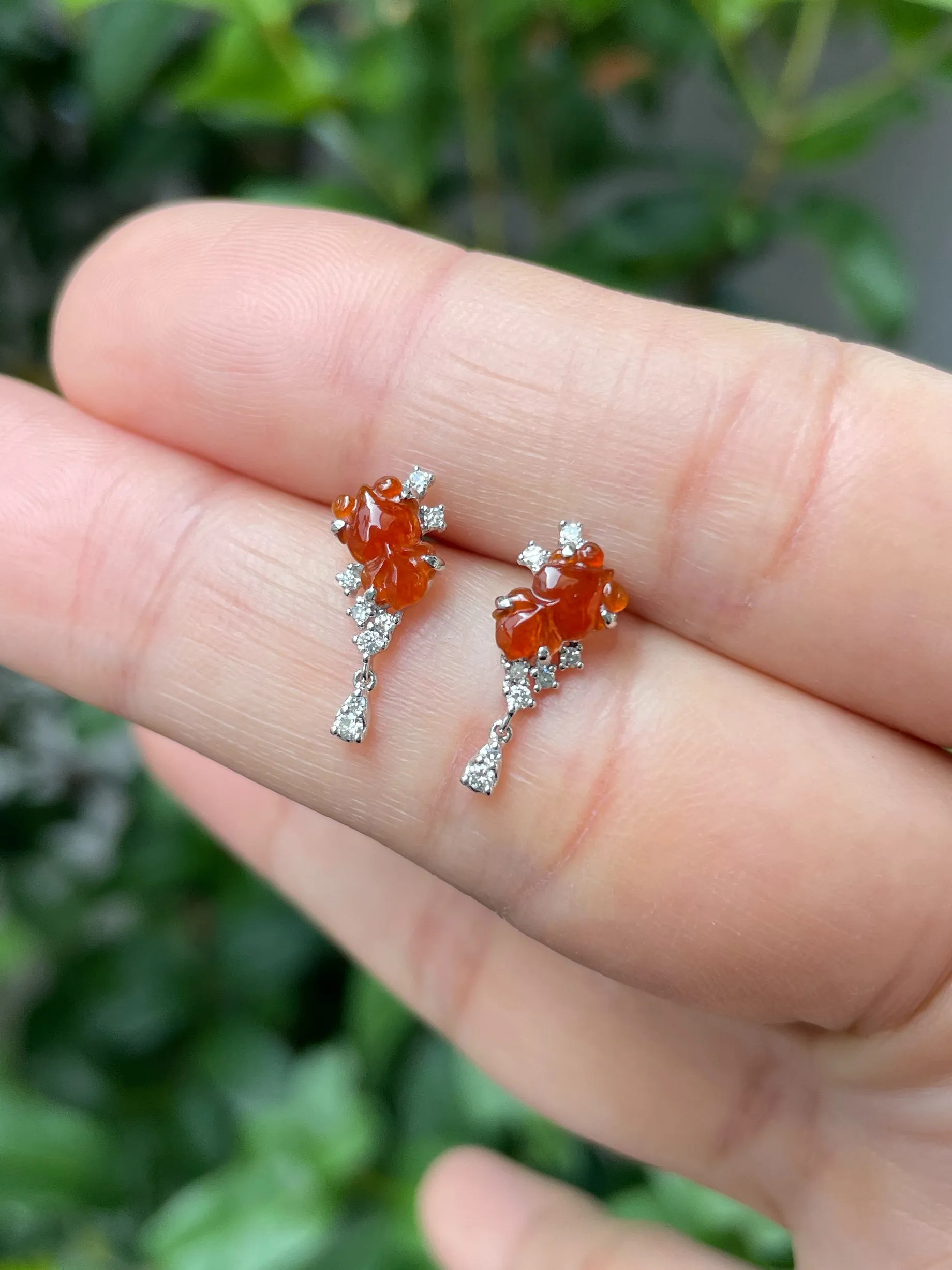Red Jade Earrings - Goldfish (NJE127)