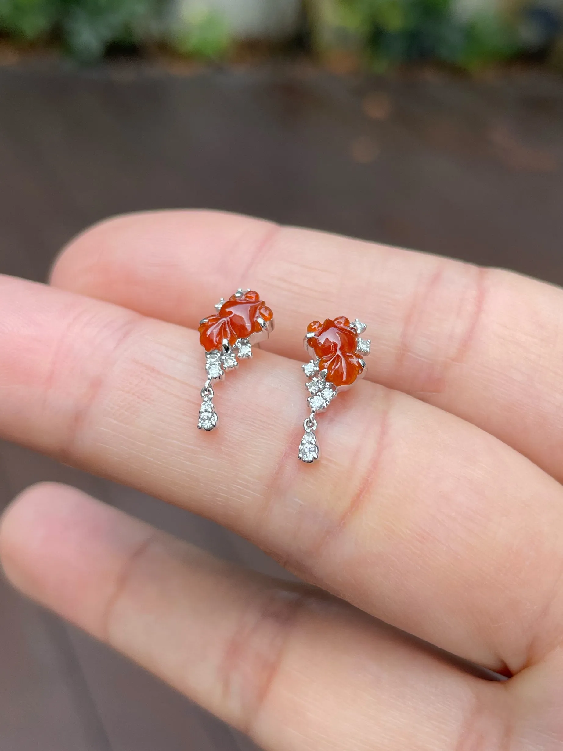 Red Jade Earrings - Goldfish (NJE127)