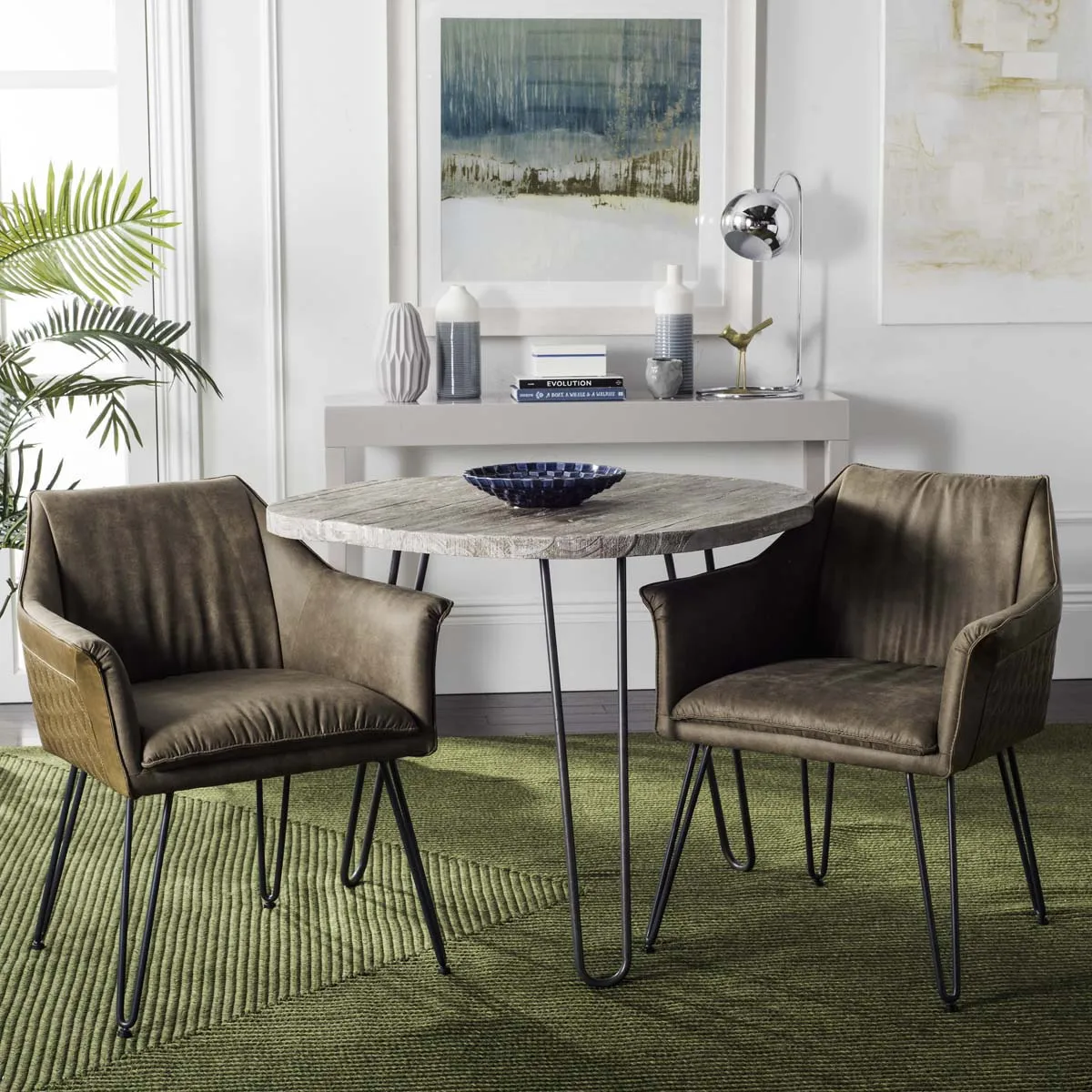 Safavieh Esme 19''H Mid Century Modern Leather Dining Chair, FOX1705