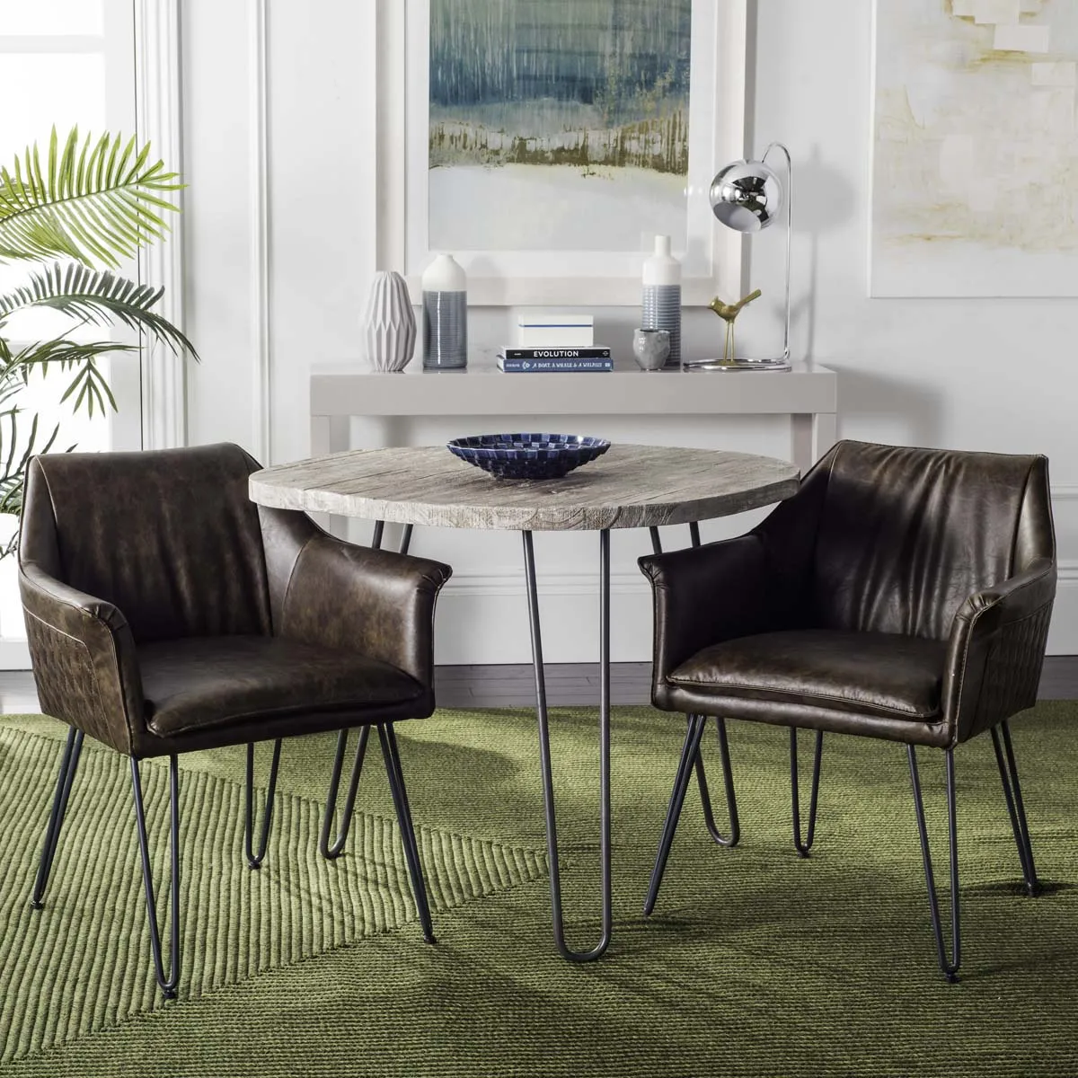 Safavieh Esme 19''H Mid Century Modern Leather Dining Chair, FOX1705