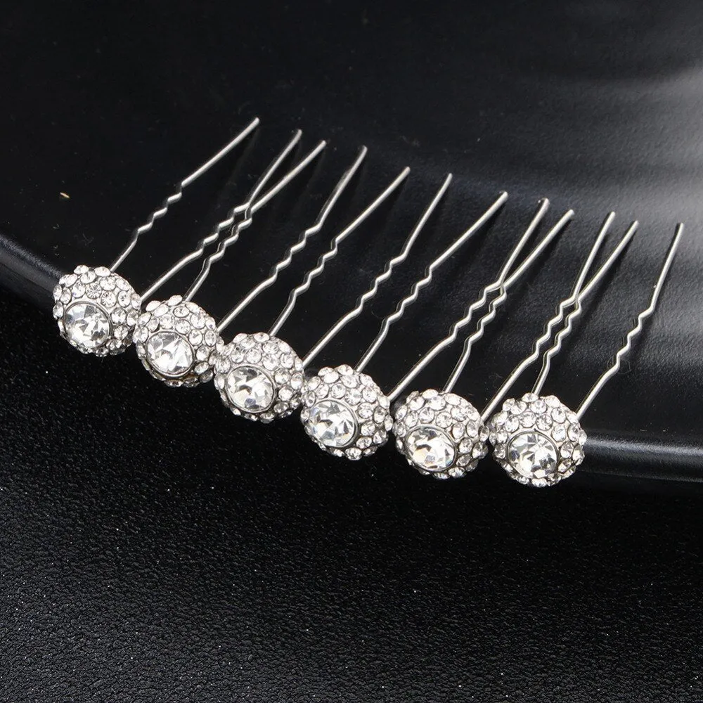 Sarah Crystal Ball Wedding Hair pins Accessories