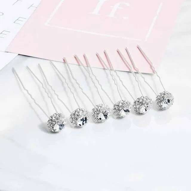 Sarah Crystal Ball Wedding Hair pins Accessories