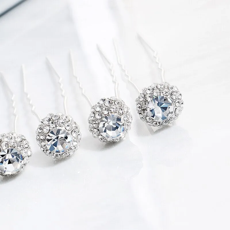 Sarah Crystal Ball Wedding Hair pins Accessories