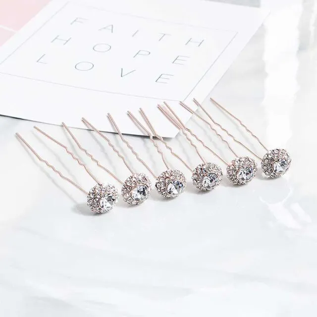 Sarah Crystal Ball Wedding Hair pins Accessories