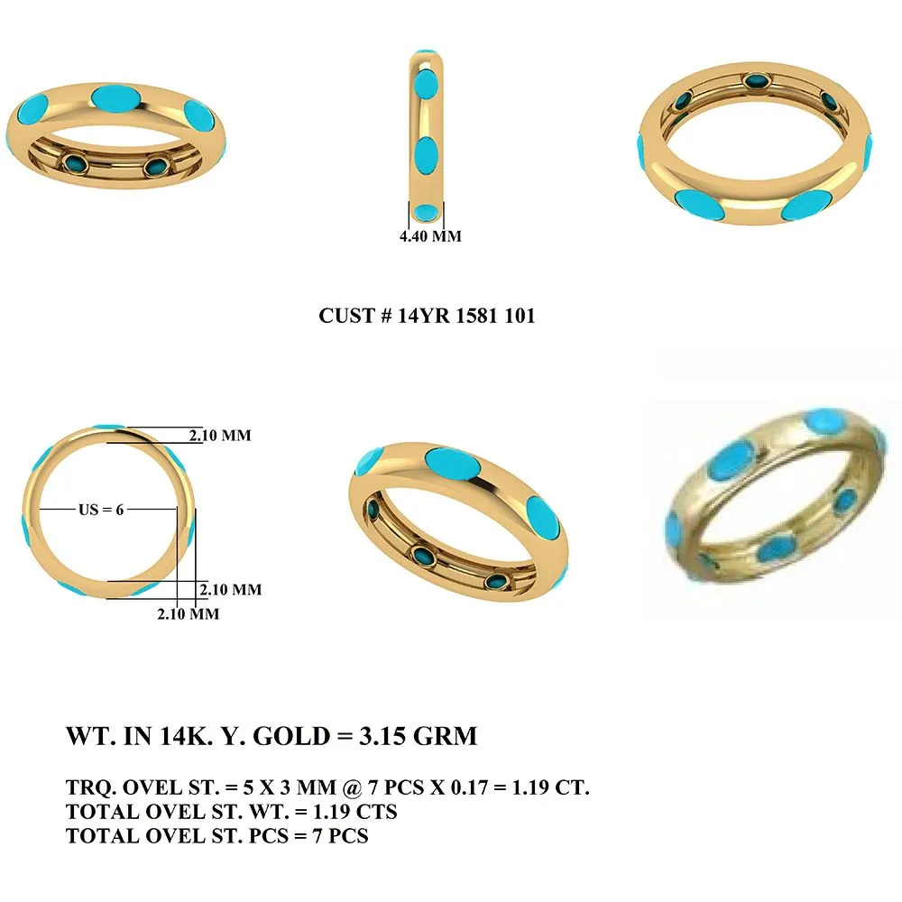 Turquoise Band Ring in US Size 6