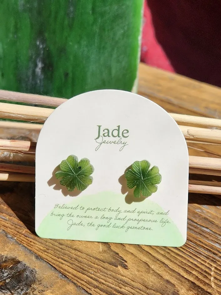 Vintage Jade Shamrock Earrings