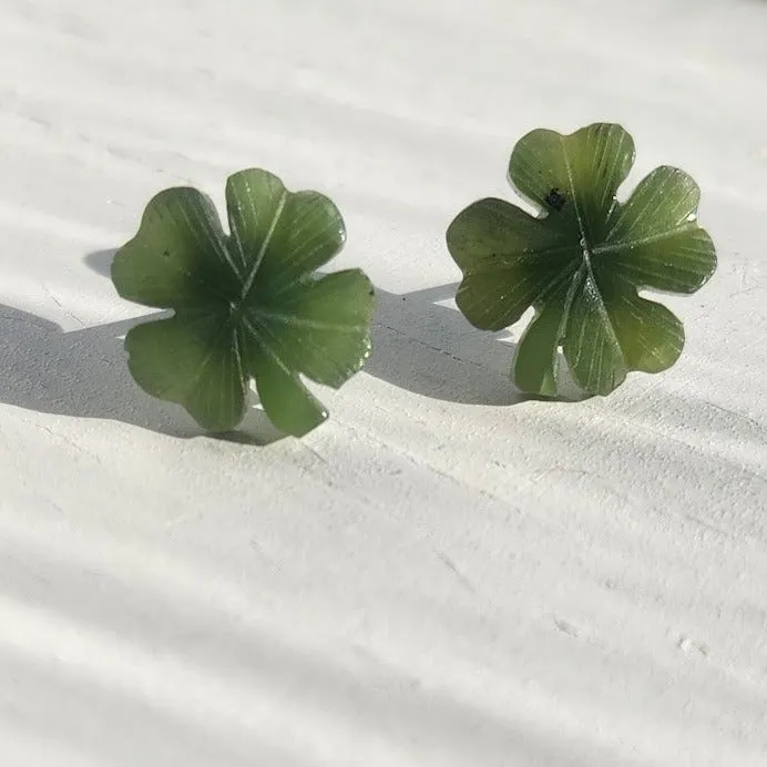Vintage Jade Shamrock Earrings