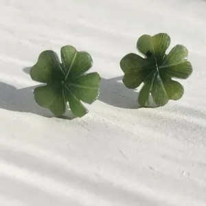 Vintage Jade Shamrock Earrings